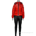 Women Down Jacket with Hat and PU Pants